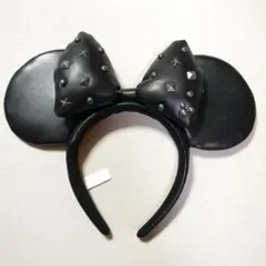 スタッズ付きブラックミッキー耳カチューシャ