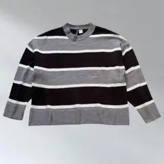 H&M DIVIDED ジャカードニット ボーダー セーター M