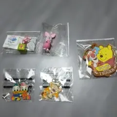 DISNEY　プーさんストラップ&ピグレット&ティガー 他 チャーム 5点セット