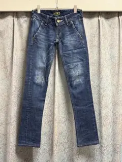 SLY スライド デニム ジーパン ジーンズ 25 ダメージ加工 スキニー