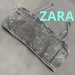 ZARA ザラ デニム グレー ビスチェ ストーン スパンコール トップスのサムネイル