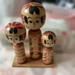 こけし 3体セット 花柄とシンプルデザイン
