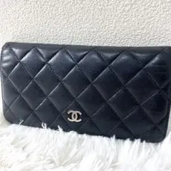 シャネル　CHANEL 長財布　二つ折り財布　ブラック　黒　レザー　ココマーク