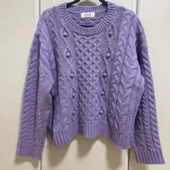 LOWRYS FARM ラベンダー ケーブルニット M