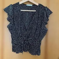 ZARA ドット柄 フリル袖 ノースリーブ S