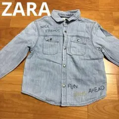 ZARA ライトブルー 刺繍入りデニムシャツ