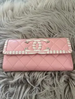 CHANEL ピンクキルティング長財布 - メルカリ