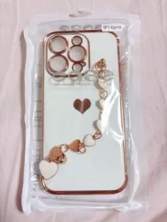iPhone 14 Pro ケース ハートチェーン付き 青ケース