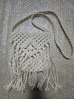 アイボリー マクラメ編み ショルダーバッグ