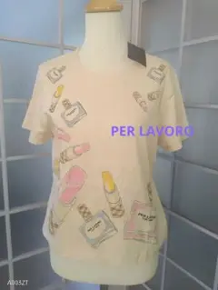 タグ付 ★PER LAVORO ペルラボーロ プリント ベージュ Tシャツ