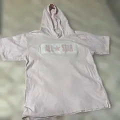 ALL STAR ロゴ 半袖フーディー 白 メンズS（女性・子供にも）