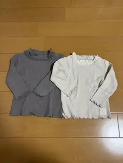 長袖カットソー2枚セット グレー ホワイト