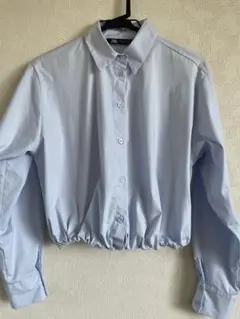 ZARA ライトブルー クロップドシャツ XS