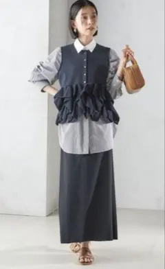 ☆ships☆ 手洗い可能☆ペプラム フリル 2WAY ベスト☆☆