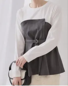 OPAQUE.CLIP ベルト付きビスチェドッキングカットソー