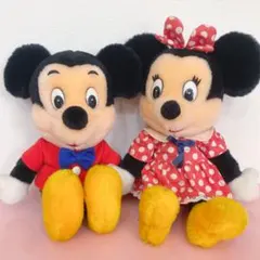 ミッキーマウス　ミニーマウス　レトロペアぬいぐるみ　お洋服着せ替え可能