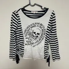 ストライプ スカルプリント 長袖カットソー