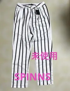 【未使用】SPINNSレディースパンツストライプ カジュアルパンツ 部分裏地ありのサムネイル