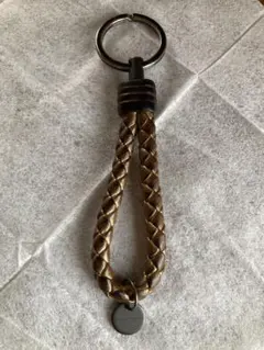ボッテガヴェネタ Bottega Venetaレザー編み込み キーホルダー 黒
