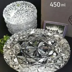HOYAクリスタル　楕円中鉢小鉢　オーバル小判型ボウル　菊籠目笹の葉文様５客希少のサムネイル