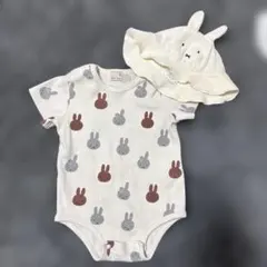 4/23まで】petit main miffy柄ロンパース・帽子セット 80