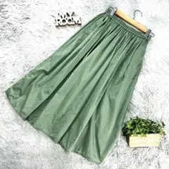 UNIQLO タックギャザーフレアスカート グリーン S