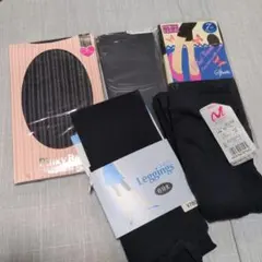 レギンス3足　ストライプ柄ストッキング　オーバーニーソックスセット売り