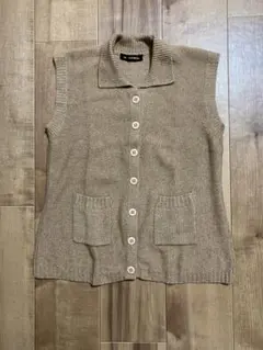 MILD GAPPUCCI ベスト 襟付き 前ボタン 前開き キャメル 100%