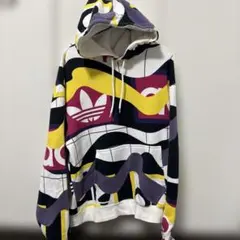 adidas アディダス パーカー 総柄 トレフォイルロゴ マルチカラー