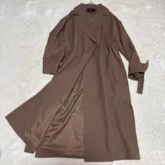 INDIVI ブラウン ロングコートおしゃれ日本製ワールド良品✨‼️激安早い者勝ち