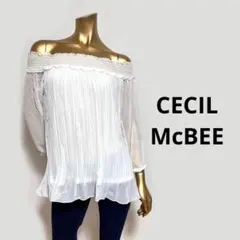 【2854】CECIL McBEE プリーツ オフショル トップス M