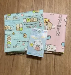 すみっコぐらし　ハギレ　生地　２種類　、　しろくま　ワッペン　まとめ売り