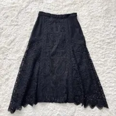 【近年】グレースコンチネンタル 総レース パッチ ロング フレアスカート 黒のサムネイル