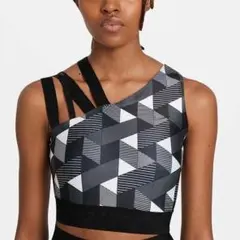 新品未使用　NIKE 幾何学模様 スポーツブラ　クロップタンク　白黒　XL
