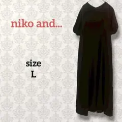 ニコアンド【L】半袖リネン混ワンピース 無地 カジュアル シンプル 体型カバー