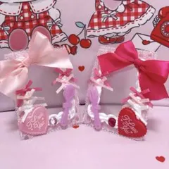 ホイップデコ　トレカケース　平成女児　量産型　リボン　ピンク　ペア