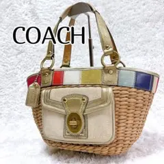 COACH Straw Patchwork Tote Bag 10743 Y2Kのサムネイル