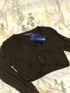 Brandy Melville クロップド　カーディガン　短丈 ネイビー ニット