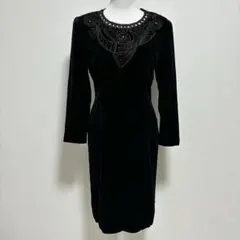 ヴィンテージ 高級 長谷川ベルベット 豪華 ロングワンピース レトロ 日本製