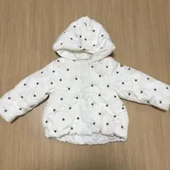 ハート模様 中綿コート フード付き　100cm