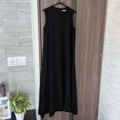 ブラック ノースリーブ ロングワンピース