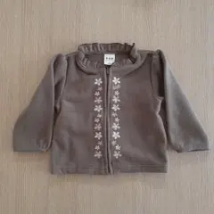 フリース花柄刺繍アウター ブラウン