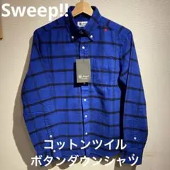 ☆Sweep!! コットンツイルボタンダウンシャツ ブルーチェック 新品未使用☆のサムネイル