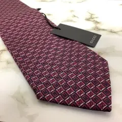 【未使用‼︎】GUCCI グッチ 赤 紺 GGロゴ入り ネクタイ タグ付