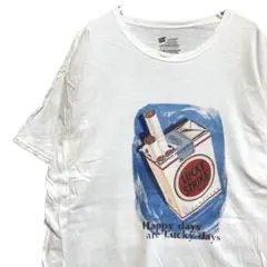 BiLZ タバコ Tシャツ 古着 白 ラッキーストライク スモーク ロゴ