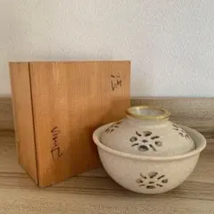【京焼 名工】安田全宏 作 蓋付鉢 菓子器 共箱・陶印あり 茶道具 清水焼