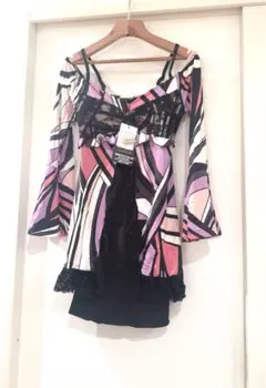 ミニワンピ　M 未使用品　ブローチ付き　ギャル　平成ギャル　キャバ