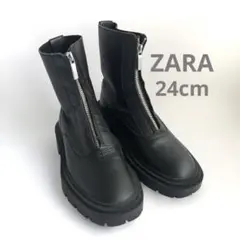 ZARA ジッパー付き ブラック ショートブーツ EU 37