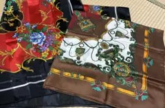 花柄　スカーフ ２枚　まとめ売り 大判100センチ角と　75センチ角