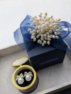 モ*ウ様 パール ♡ブローチ＆リボン♡ピアス 　 2点セット